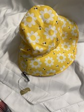Yellow Floral Bucket Hat Girls 100 Recycled Polyester UPF 50 Water Repellent