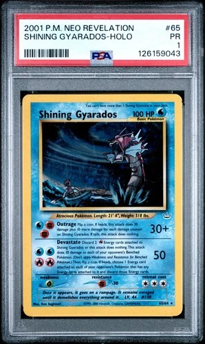 PSA 1 Pokemon Shining Gyarados 65/64 WotC Neo Revelation Unlimited Holo Rare