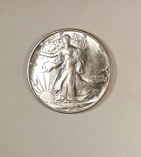 1939-S Walking Liberty Half Dollar, grades AU+, Super Luster This One.