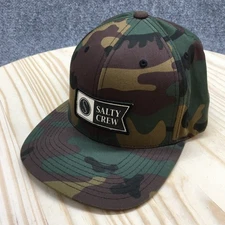 Salt Crew Yupoong Snapback Hat Unisex Brown Camo OSFA Adjustable Flat Brim