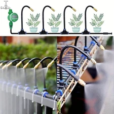 33FT Greenhouse Mist Drip Irrigation Kit, Hanging Plant Watering, Garden Waterin