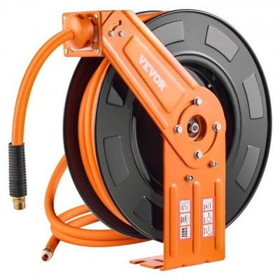 Retractable Air Hose Reel, 1/2 IN x 50 FT Hybrid Air Hose Max 300PSI, Air Compre
