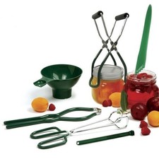 6pc Canning Tool Set - Lid Wand, Bubble Popper,Opener, Jar Lifter, Tongs, Funnel