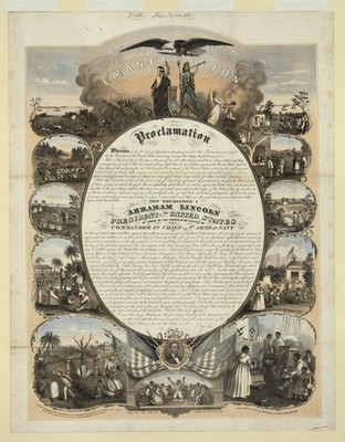 Abraham Lincoln Emancipation Proclamation 1863 Vintage Engraving Photo Reprint W