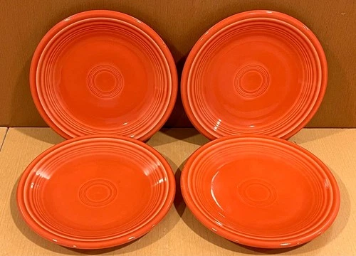 Fiestaware Homer Laughlin 7" Salad Small Plates Tangerine Orange Set of 4 Fiesta