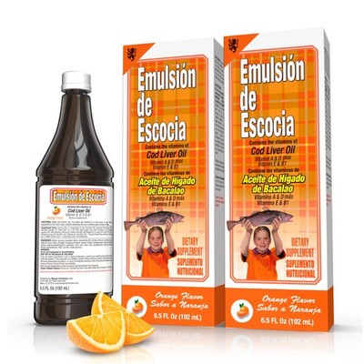 Emulsión de Escocia Cod Liver Oil Complex with Vitamins A, D, E, B1 - Natural...
