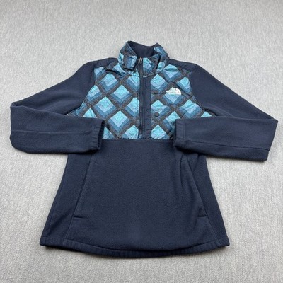 The North Face Sweater Womens XS Blue Plaid 200WT Tundra Pullover 1/2 Zip Fleece