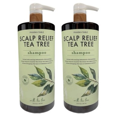 (2) PHARM to TABLE Scalp Relief Tea Tree Mint Shampoo 32oz Botanical W/ Pump