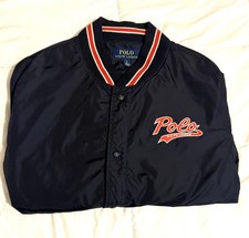 VTG Polo Ralp Lauren Varsity Baseball Jacket Size L Navy Color