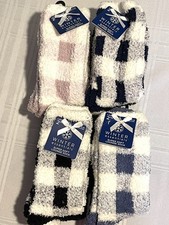 NWT 8 pr Slipper Fuzzy Checked/Solid Crew Socks Womens Size 4-10 WARM 4 Colors
