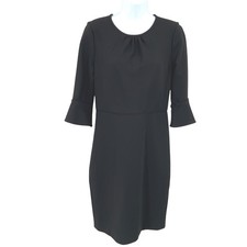 J.Crew Dress Womens 6 Black Bell Sleeve Shift Classic Minimalist Timeless Preppy