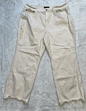 Judy Blue Jeans Womens Straight Fit Size 24W Raw Hem Wide Leg JB82532C Cream