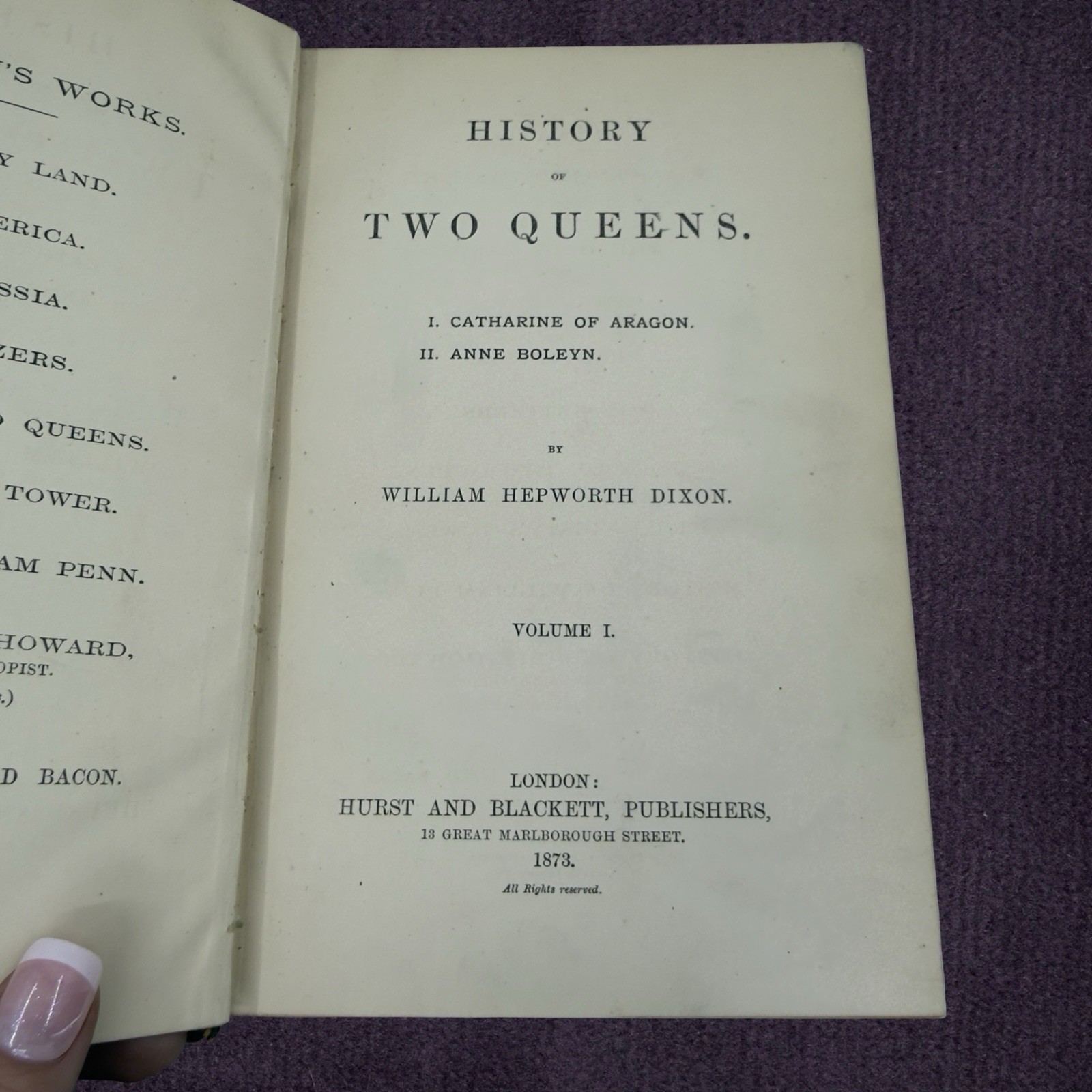 1873 -74 ✨ FIRST EDITION - Tudors - History of Two Queens William H Dixon 4VOLS