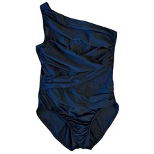 Miraclesuit Swimsuit Jena Network One Shoulder One Piece Ruched Mesh Black 12