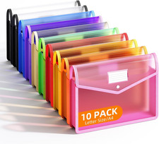 Plastic Expanding File Folder with Snap Closure, 13x9.8 Inches, Colorful