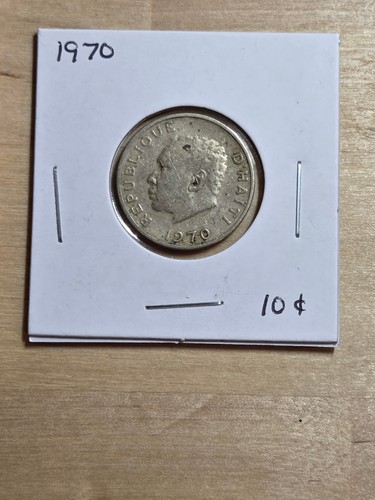Haiti 10 centimes coin, 1970. KM# 63, nickel-brass. Francois Duvalier. - Picture 3 of 4
