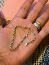 375 Yellow Gold Rope Chain Bracelet Spring Ring Clasp Signed No Stone