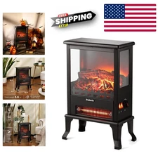 Portable 19 Inch Infrared Electric Fireplace Stove for Bedrooms and Small Rooms