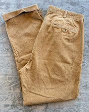 Vintage 90s Polo Ralph Lauren Hammond Pant 36x32 Tan Corduroy Pleated Cuffed