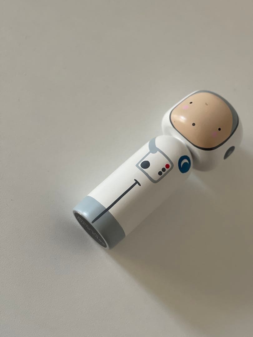 Lucie Kaas Kokeshi Doll Spaceman Hand-Painted Wood Figurine Used