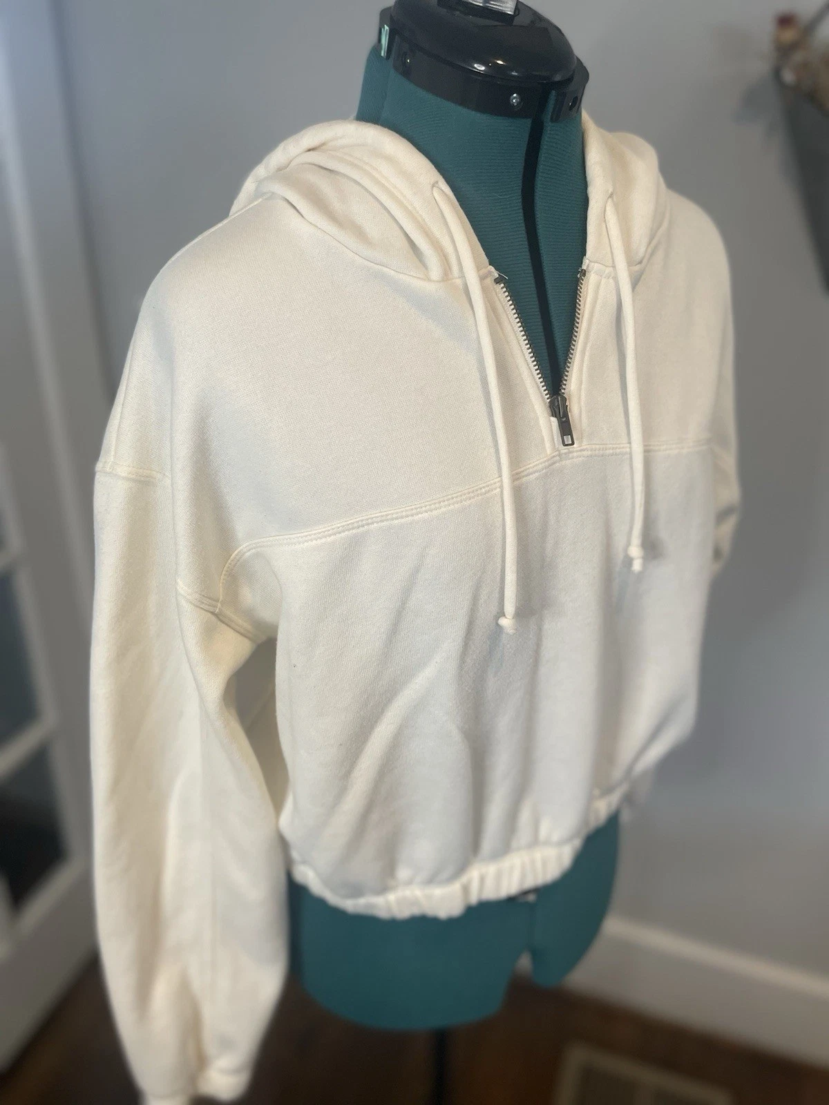 OFF WHITE Felpa con cappuccio manica lunga oversize Project Social T Cream taglia Large