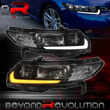 For 2006-2011 Civic 2DR LED DRL Sequential Turn Signal Headlight Assembly Black