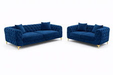 Monaco Sofa 3+2 Set 1,2,3 Seater Chesterfield Velvet Couch Longue Lounger Settee
