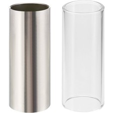 2 Pieces Glass Slide and Stainless Steel in Box for Guitar, Bass,...