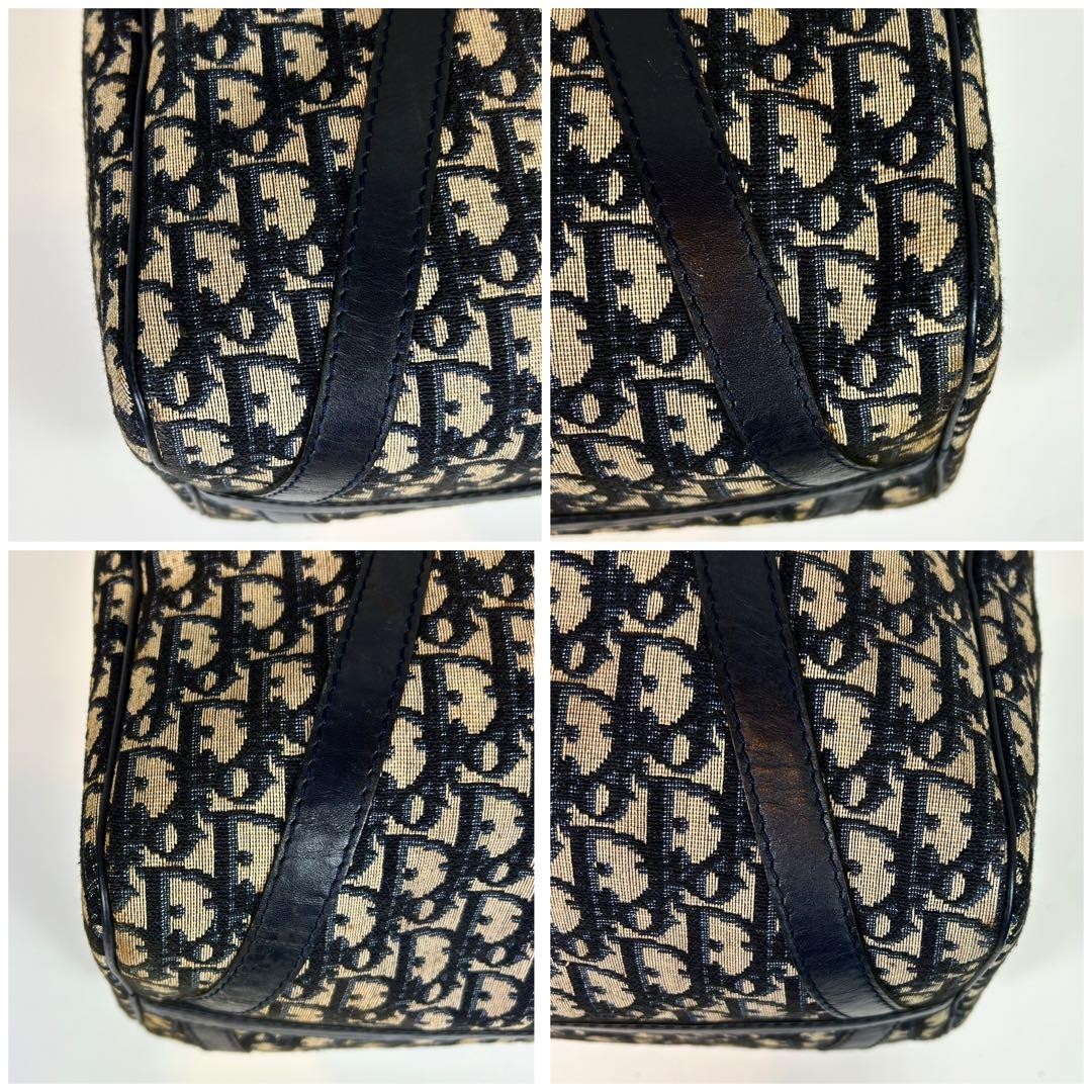 Christian Dior Mini Boston Handbag Canvas Genuine Leather Navy Beige Authentic thumbnail 15