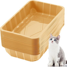 60 Pack Cat Disposable Litter Boxes Plastic Kitty Litter Trays Recyclable Pans f
