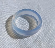 Achat-Ring, hellblau, transp., gewölbte Form, Gr. 54 (17,17 mm Ø), Halbedelstein