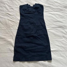 Y2K mini abito blu navy denim senza spalline taglia 3