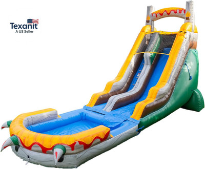 18Ft T-Rex Inflatable Water Slide with Detachable Pool and Blower, 29Ft Long- 10