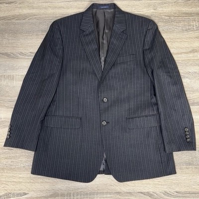 Ralph Lauren Dillards Blazer Men's Size 42 Regular Black Pinstripe 100% Wool