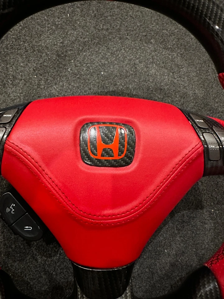 HONDA ACUERDO CL7 CL9 ACURA TSX 2004-2008 FIBRA DE CARBONO ROJO CUERO VOLANTE Foto 4 de 4
