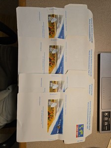 4 NEW 1982 PRESTAMPED ENVELOPES 1983 WORLD COMMUNCATION AEROGRAMME VIA AIRMAIL