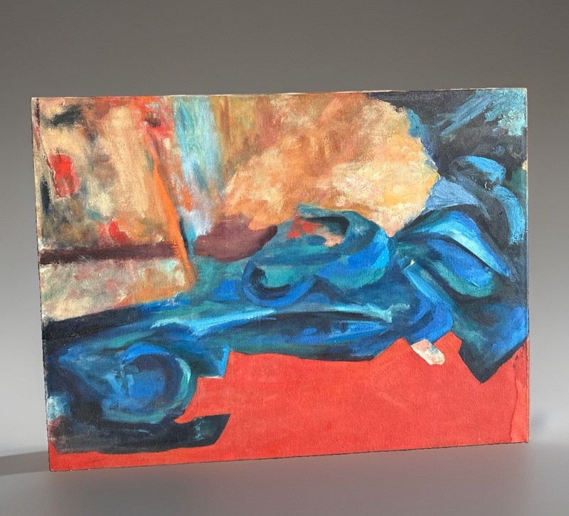 Modern Abstract Oil Painting Signed at Back sz 32” x 25”