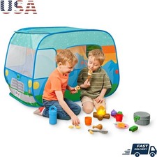 Happy Camper Pop-Up Tent W/ 20 Camping Accessories Light-Up Campfire Toys Kids