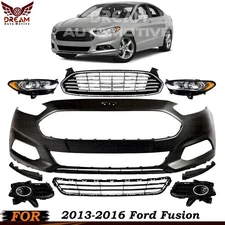 Front Bumper Cover Primed & Grille Assembly Kit For 2013-2016 Ford Fusion