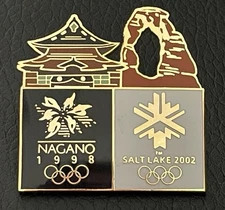 2002 Salt Lake City Utah Olympics Pin Nagano 1998