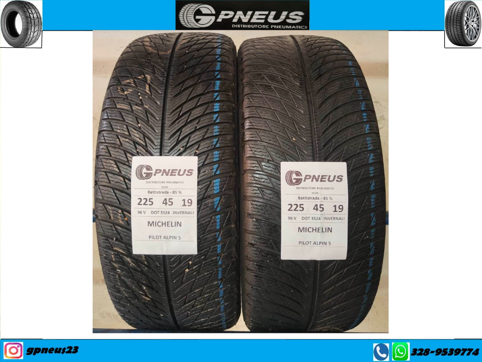 225 45 19 96 V Michelin Pilot Alpin 5 2024 PNEUMATICI USATI - 85 %