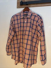 Orvis Button Down Shirt 100% Cotton Long Sleeve Plaid Men’s XL Multicolor