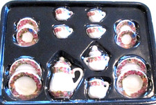 Miniature 1:12 - 17 Piece Porcelain Floral Tea Set - NIP  148 