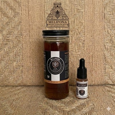MELIPONA Stingless Bee Raw Honey   Jar 4 floz / FREE one 15 ml dropper w/ honey.