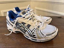 VTG 80s Asics Tiger Vickka Canvas Sneakers White Blue Low Top Court Shoe
