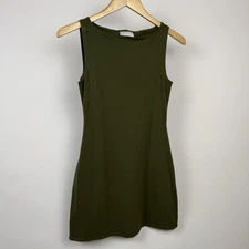 REFORMATION Nataly Organic Cotton Mini Dress Green Sleeveless Stretch READ