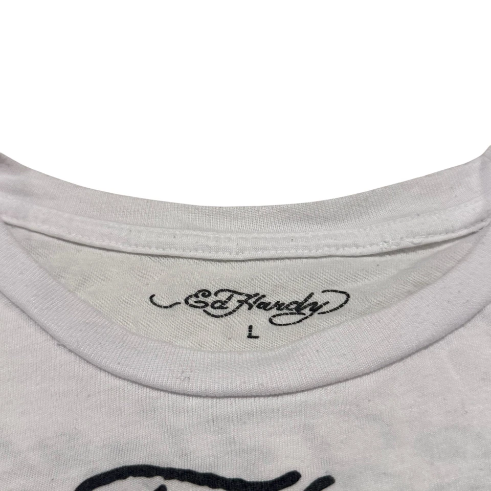 Camiseta corta Ed Hardy bebé mujer L tatuaje gráfico retro estilo Y2K Christina Aguilera Foto 2 de 4