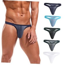 Men's Striped Thong Low Rise Elastic Waistband Underwear Small 5-pack Assorted