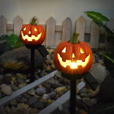 Halloween Pumpkin LED Lights Outdoor Garden Stake Landscape Decor Festival Lamps