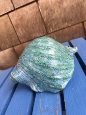Hand Blown Glass Conch Shell Blue Green Large Beach Nautical Decor